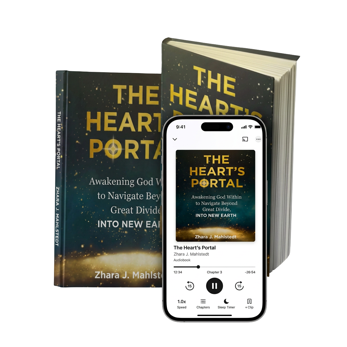 The Heart's Portal book and audiobook on phone